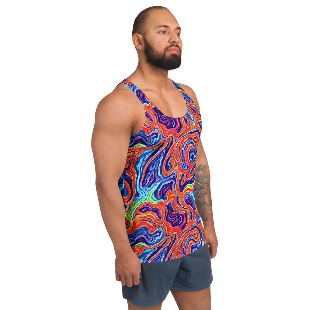 Neon Marbling on Men's Tank Top — Right Front