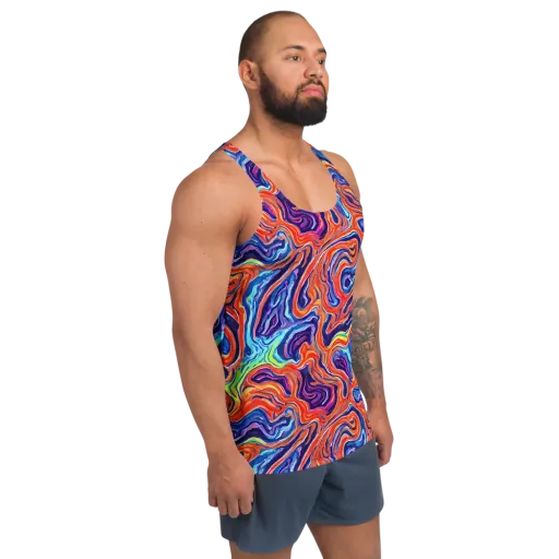 Neon Marbling on a Men's Tank Top
