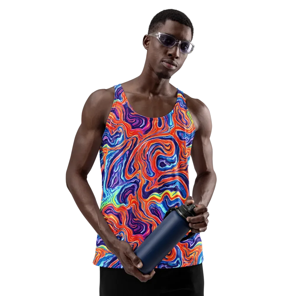 Neon Marbling on Men's Tank Top — Front