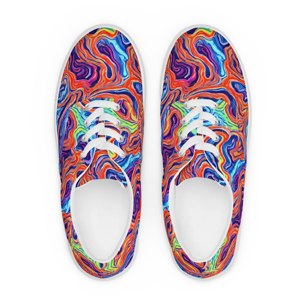 Neon Marbling on Men's Lace-Up Canvas Shoes — Front