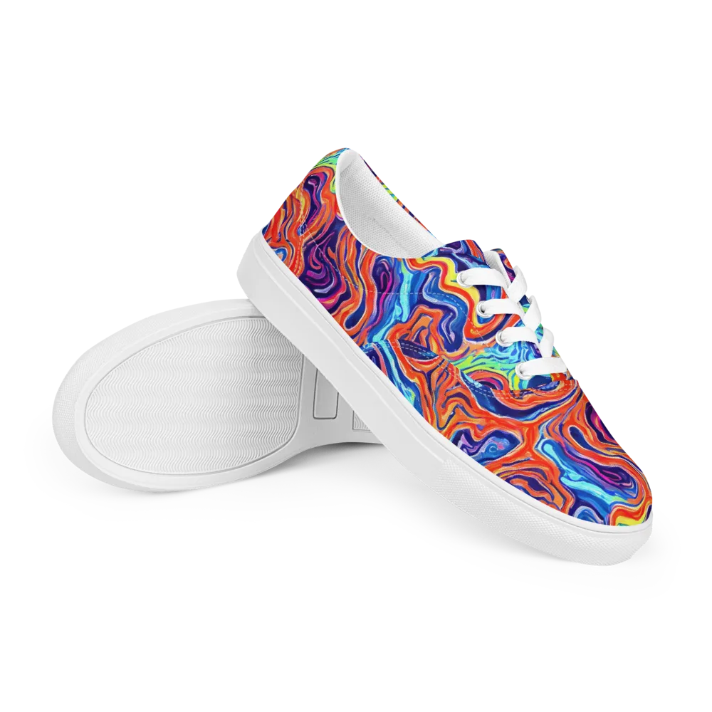 Neon Marbling on Men's Lace-Up Canvas Shoes — Right Front