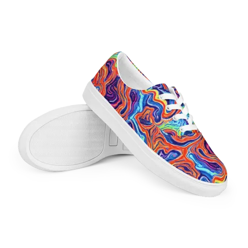 Neon Marbling on a Men's Lace-Up Canvas Shoes