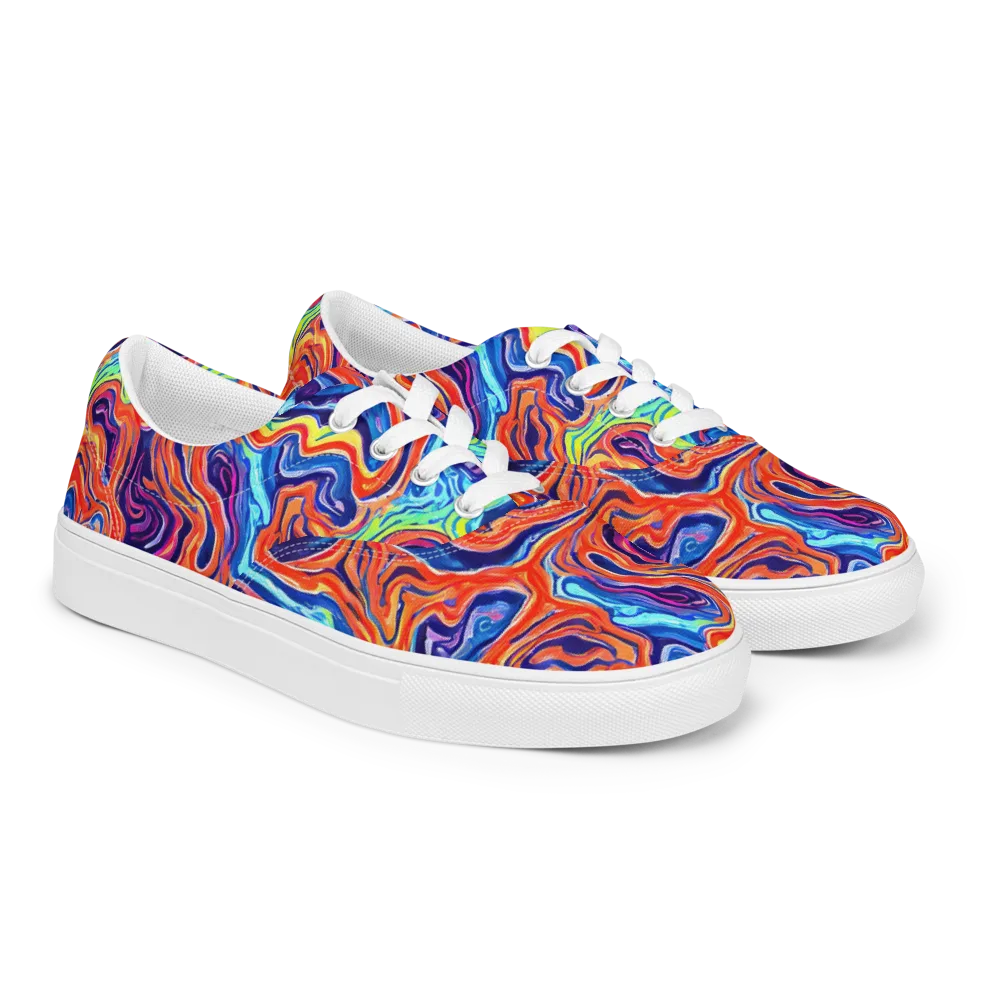 Neon Marbling on Men's Lace-Up Canvas Shoes — Right Front