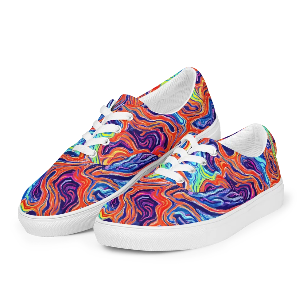 Neon Marbling on Men's Lace-Up Canvas Shoes — Left Front