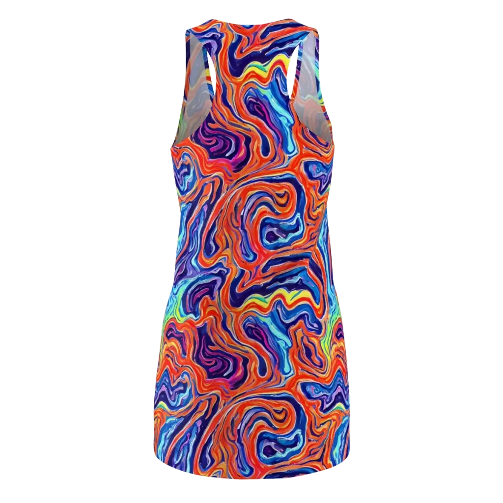 Neon Marbling on Racerback Dress — Back