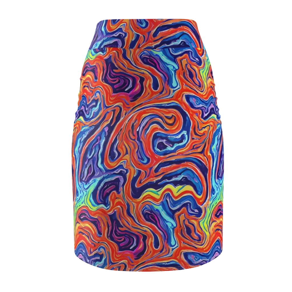 Neon Marbling on Pencil Skirt — Back