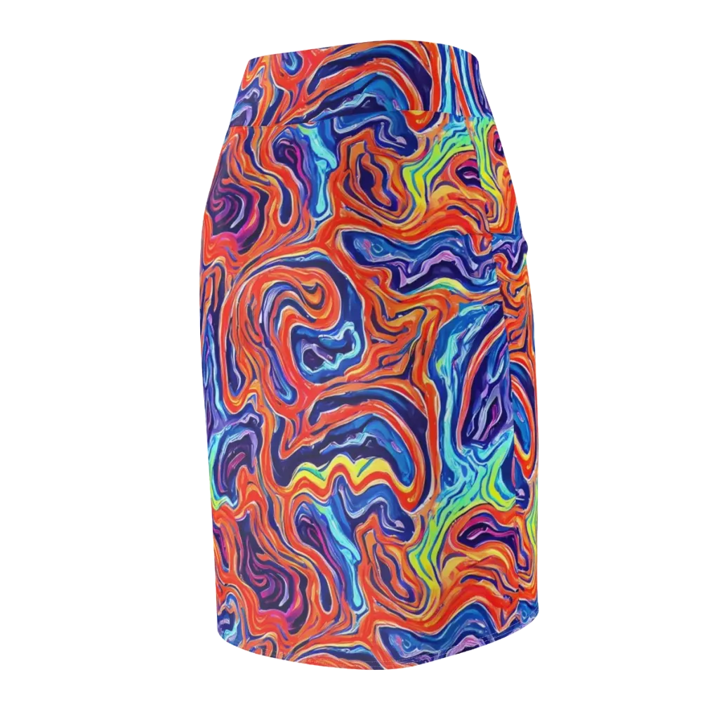 Neon Marbling on Pencil Skirt — Back Side