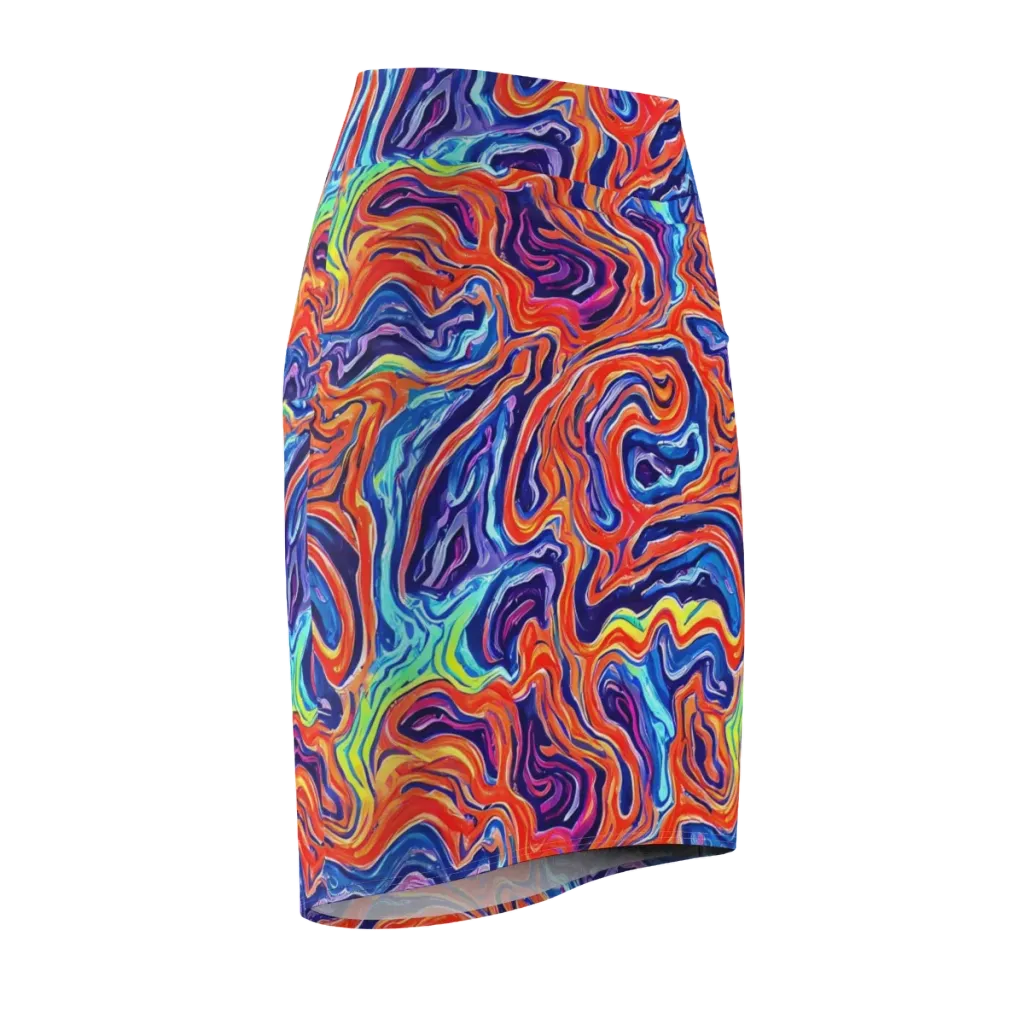 Neon Marbling on Pencil Skirt — Front Side
