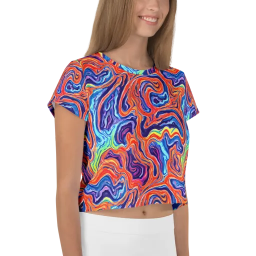 Neon Marbling on a Crop Tee