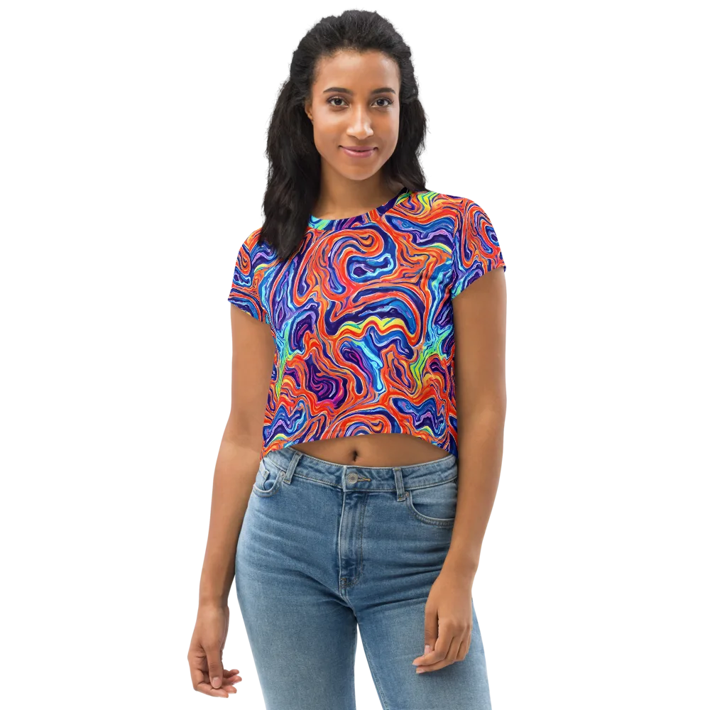 Neon Marbling on Crop Tee — Front