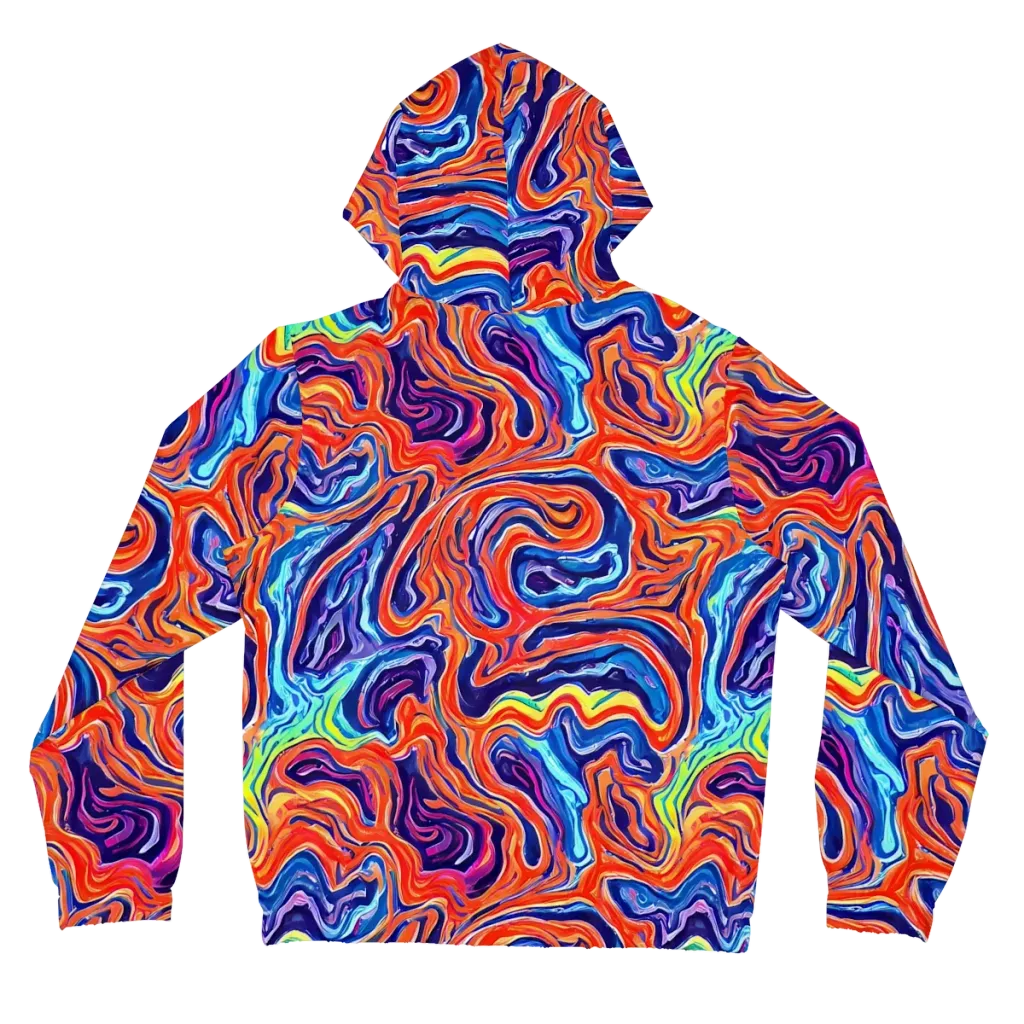 Neon Marbling on Women's Full-Zip Hoodie — Back