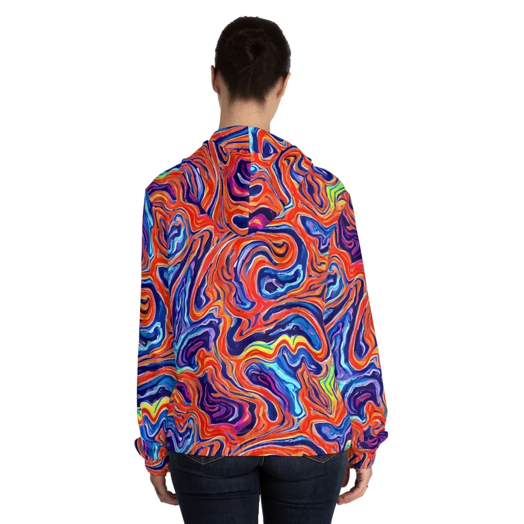Neon Marbling on Women's Full-Zip Hoodie — Back On Person