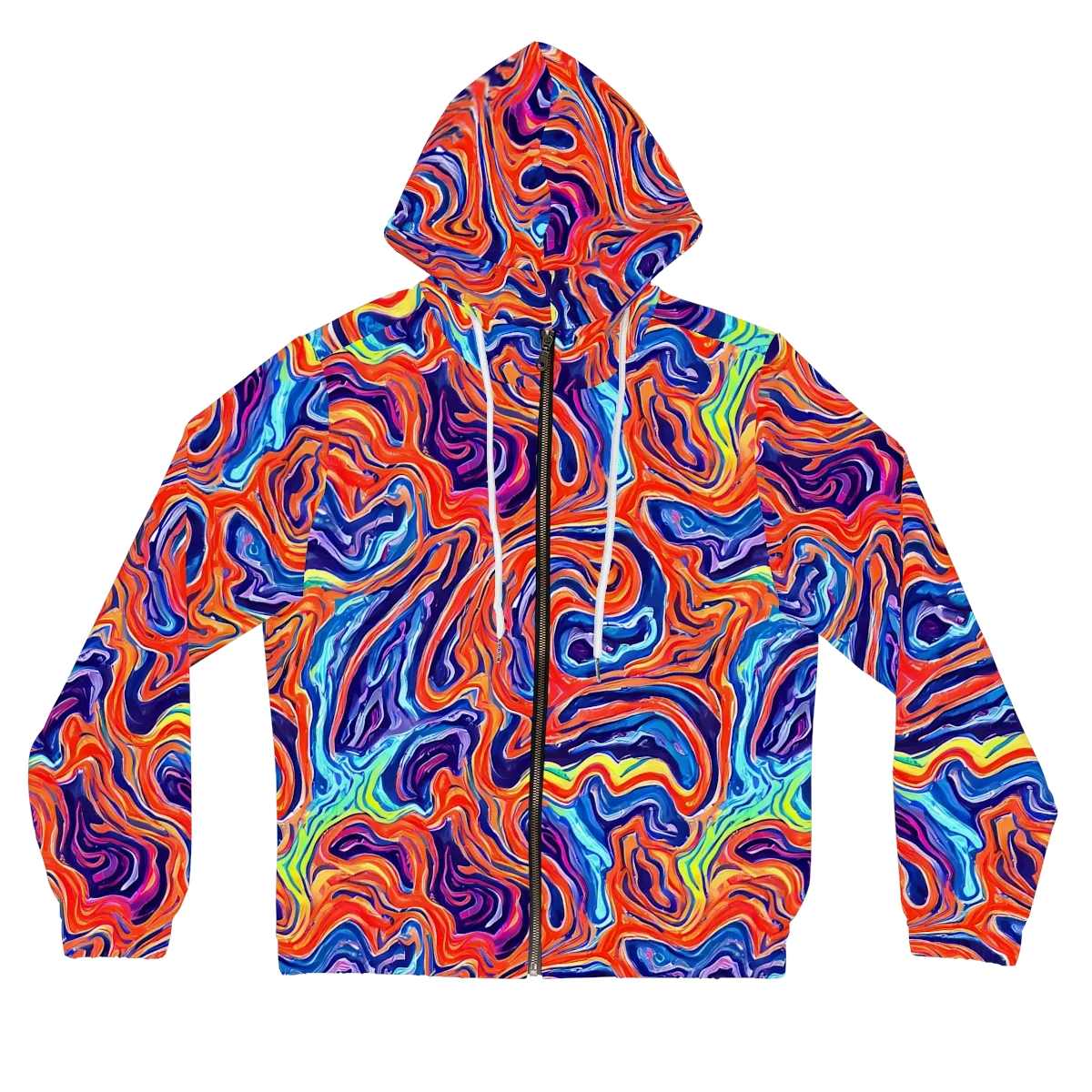 Neon Marbling on Women's Full-Zip Hoodie — Front