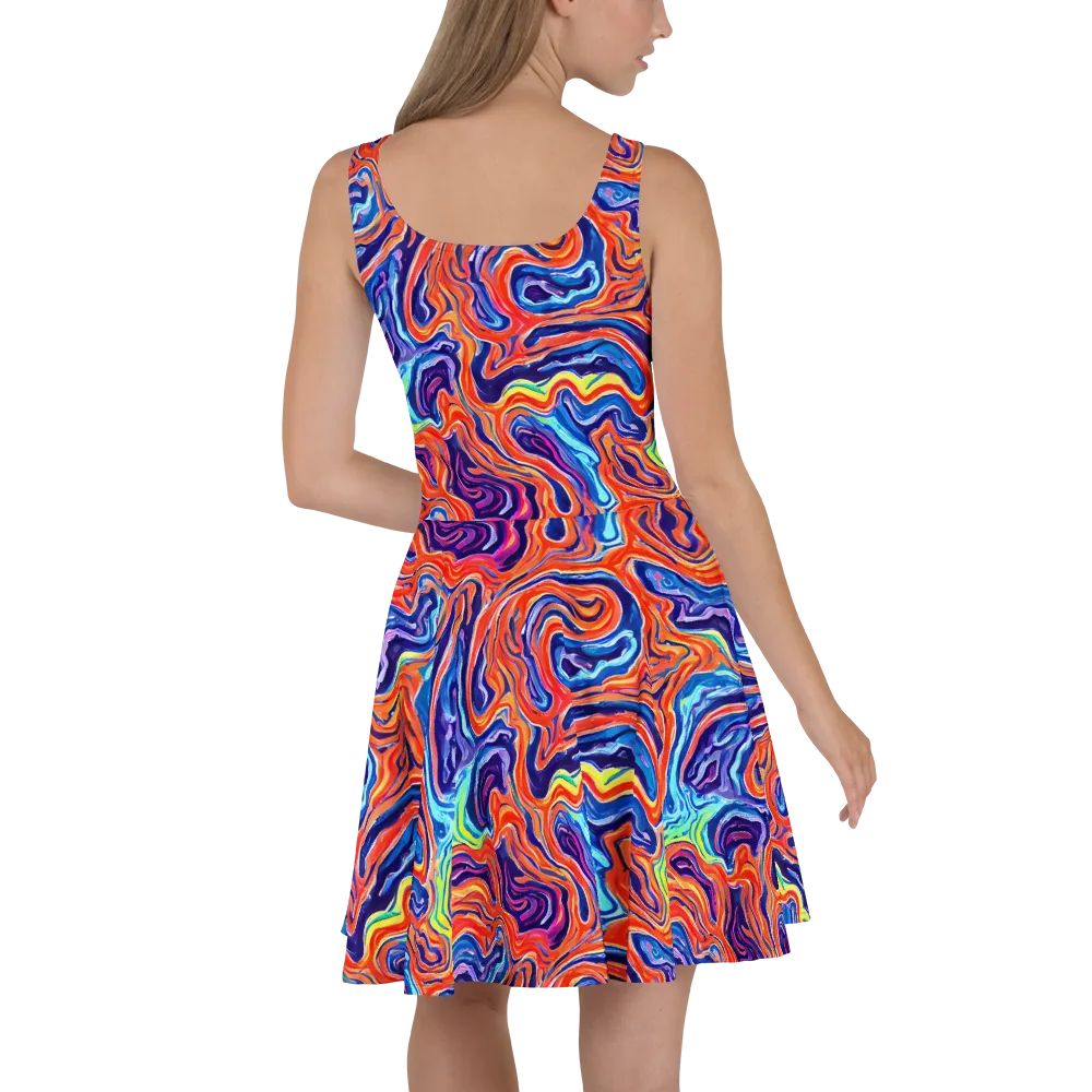 Neon Marbling on Skater Dress — Back