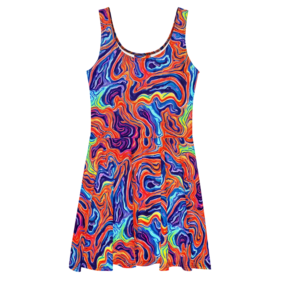 Neon Marbling on Skater Dress — Front