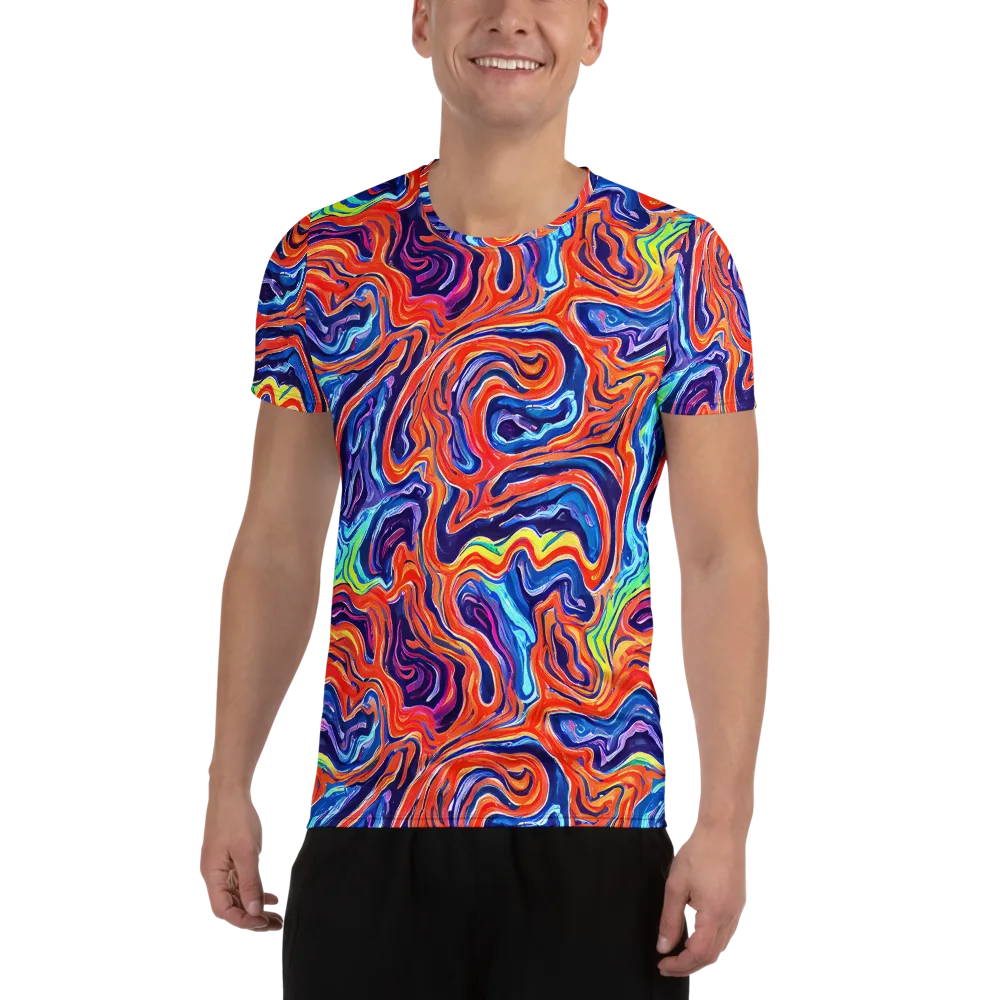Neon Marbling on Men's Athletic T-Shirt — Front