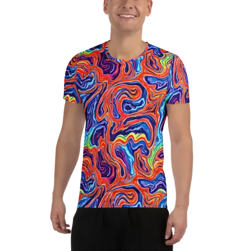 Neon Marbling on a Men's Athletic T-Shirt