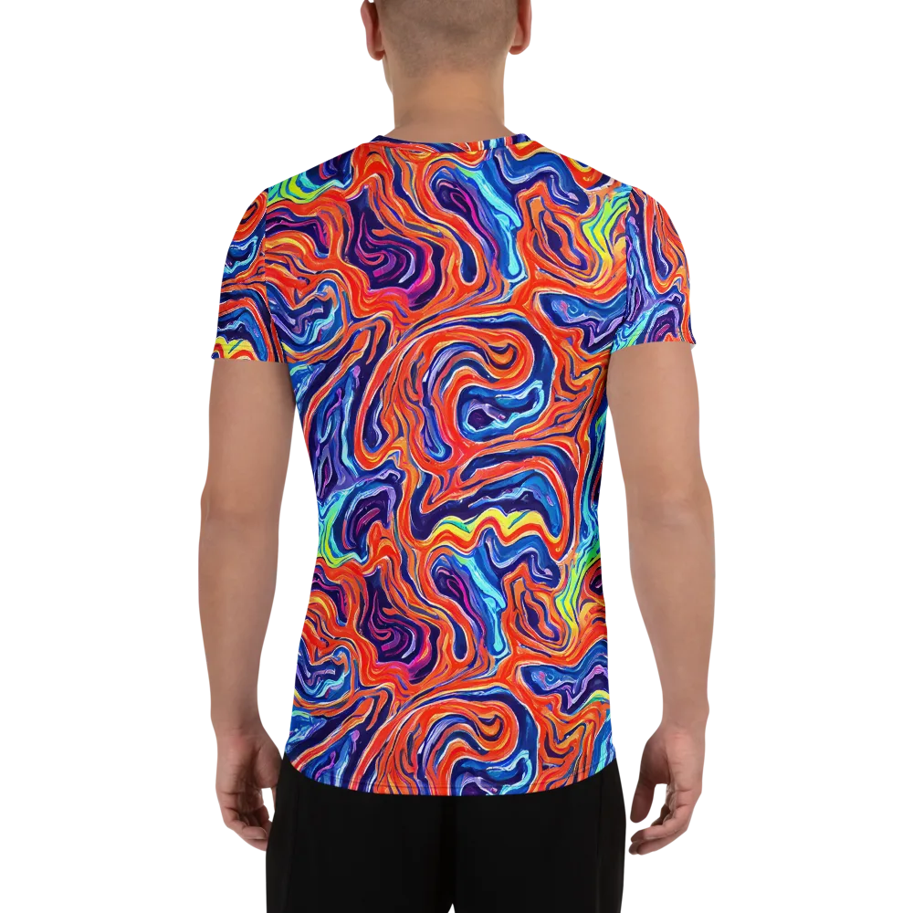 Neon Marbling on Men's Athletic T-Shirt — Back