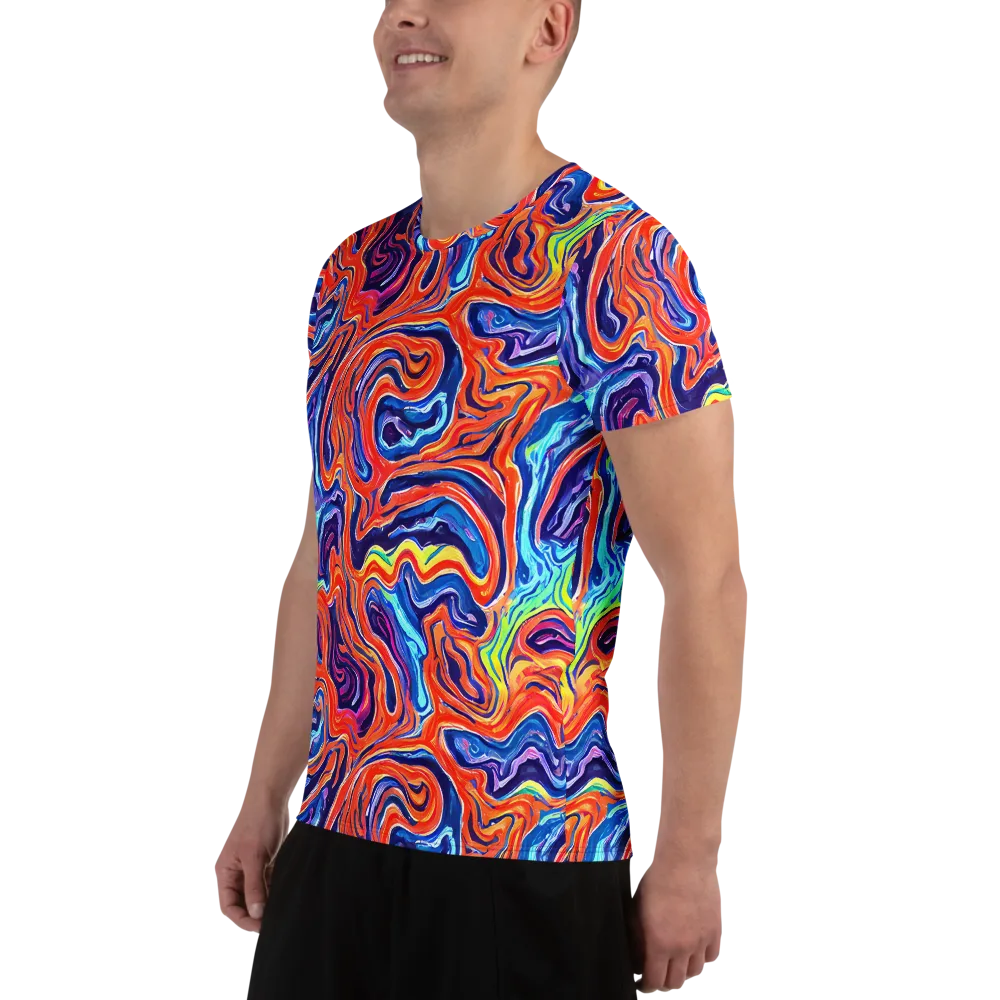 Neon Marbling on Men's Athletic T-Shirt — Left