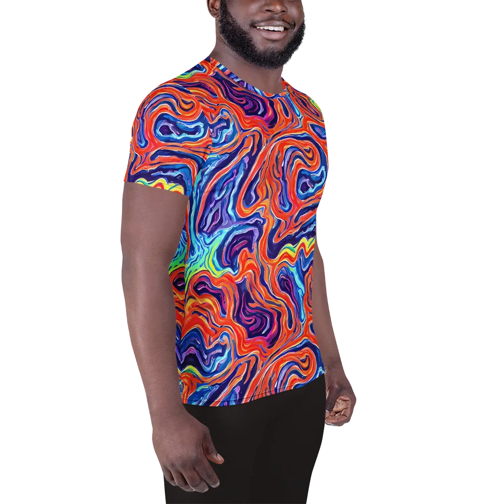 Neon Marbling on Men's Athletic T-Shirt — Right