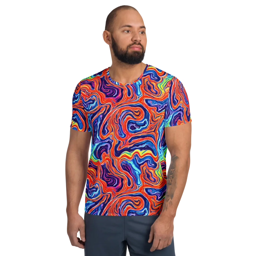 Neon Marbling on Men's Athletic T-Shirt — Front