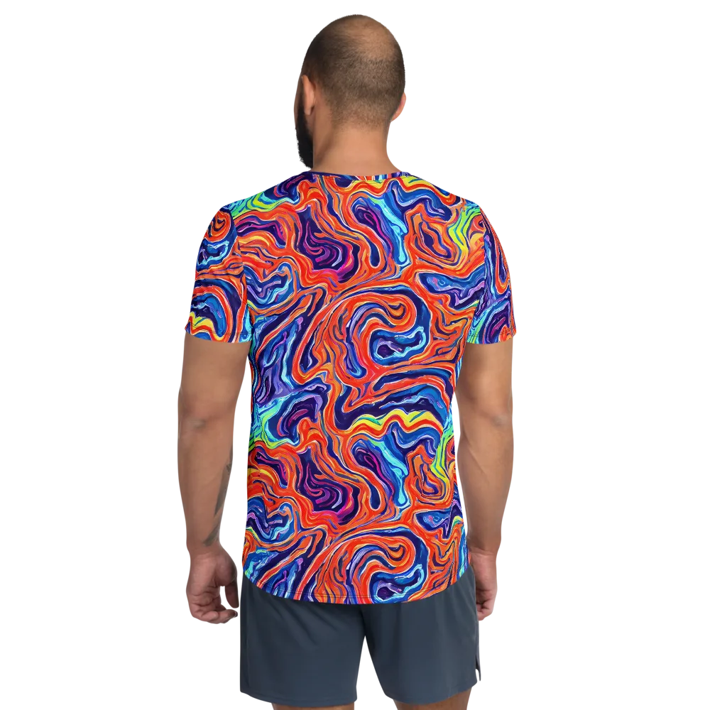 Neon Marbling on Men's Athletic T-Shirt — Back