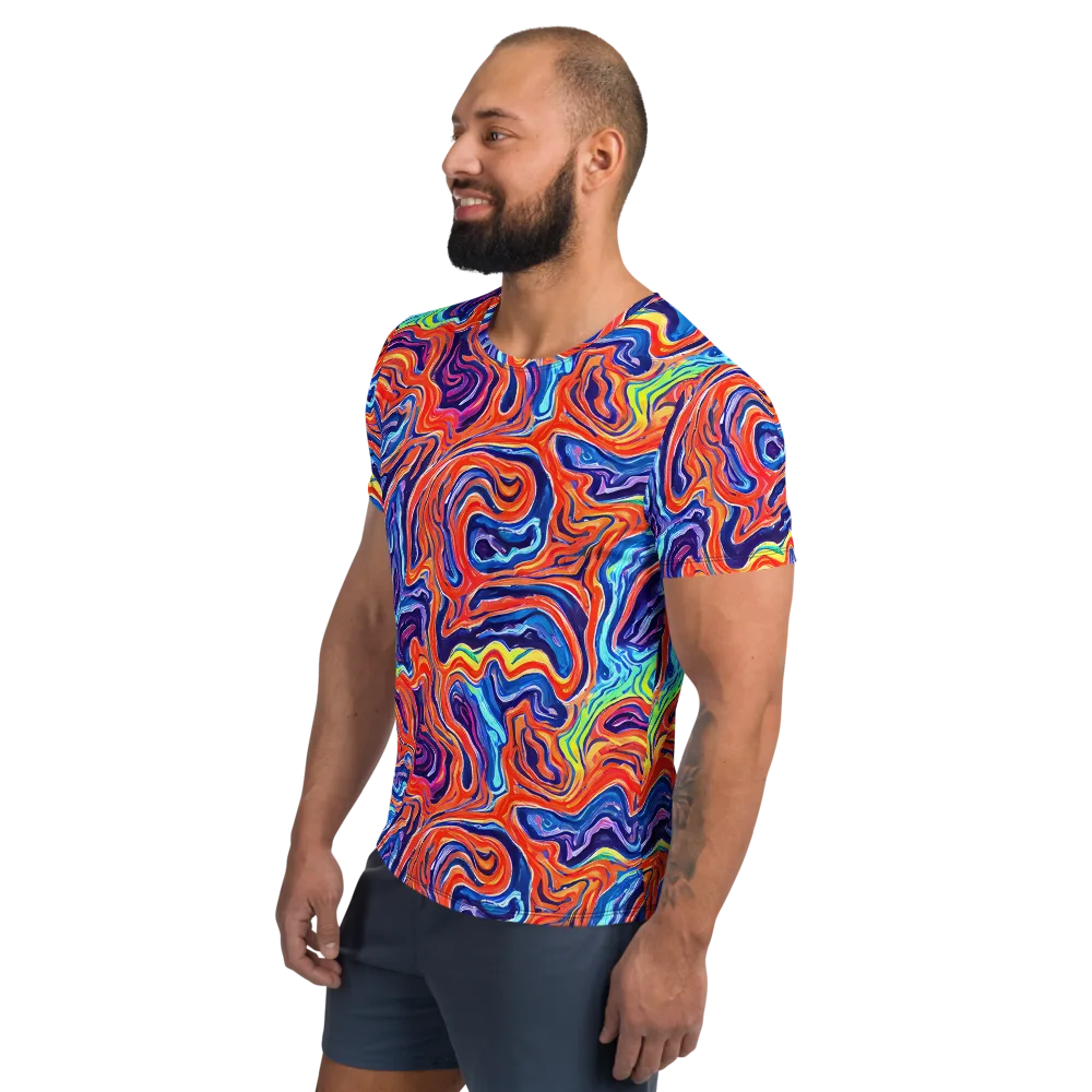 Neon Marbling on Men's Athletic T-Shirt — Left