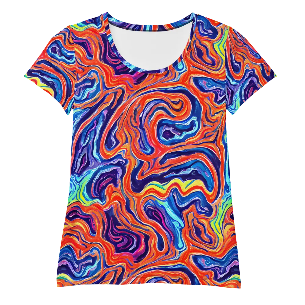 Neon Marbling on Women's Athletic T-Shirt — Front
