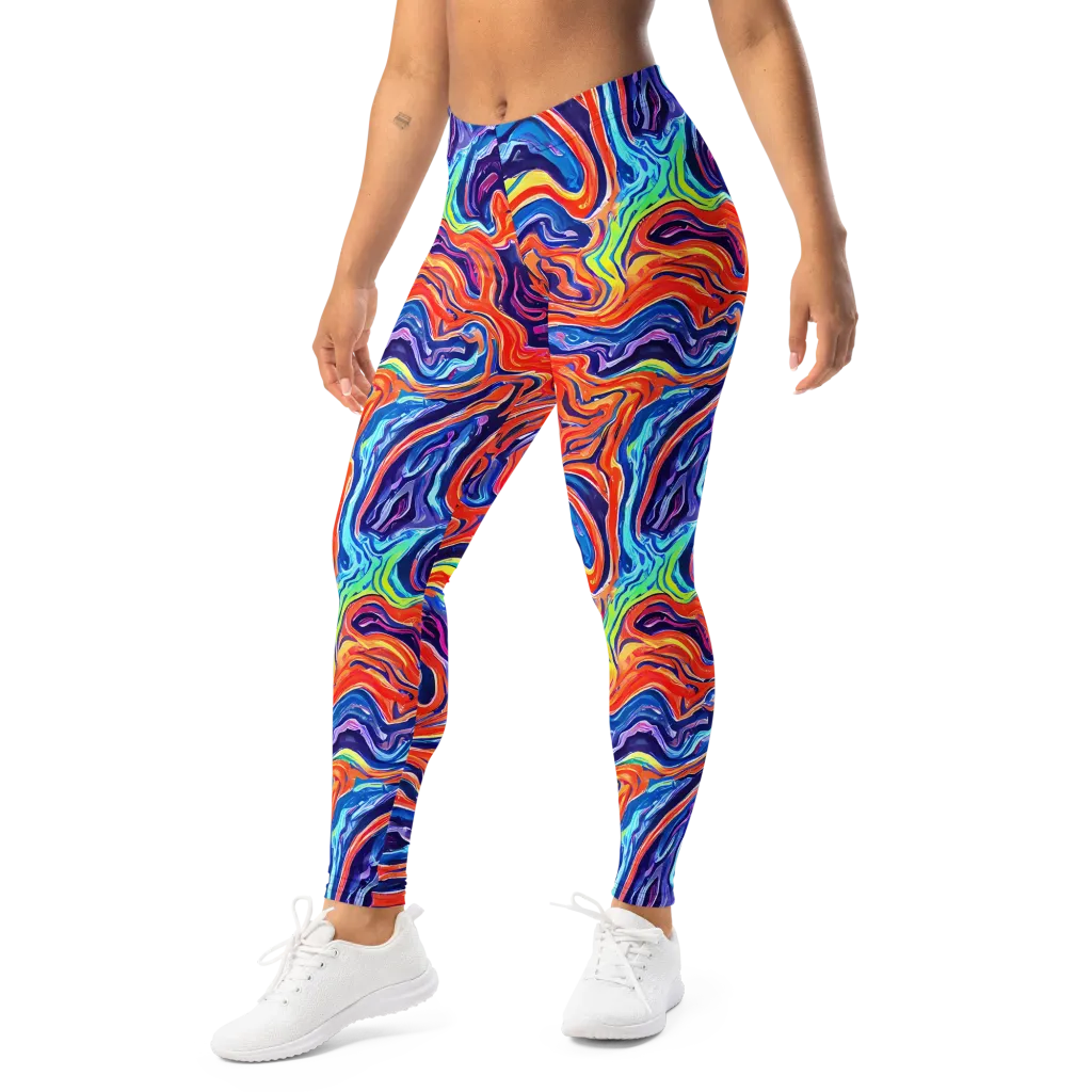 Neon Marbling on Leggings — Left Front