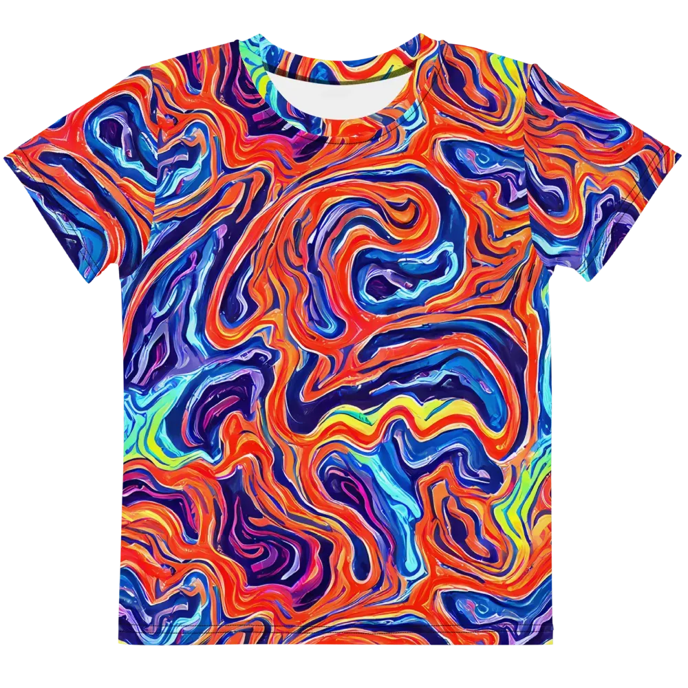 Neon Marbling on Kids Crew Neck T-Shirt — Front