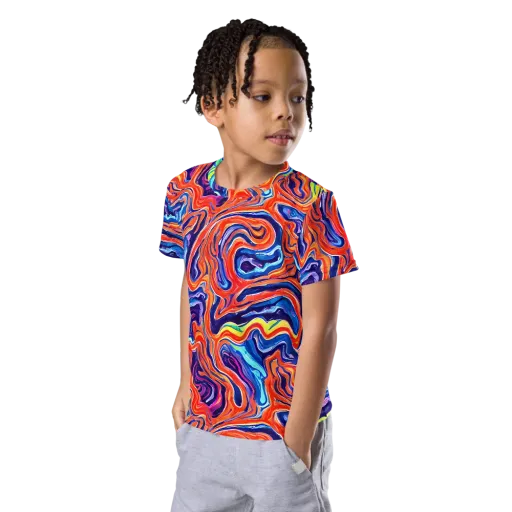 Neon Marbling on a Kids Crew Neck T-Shirt