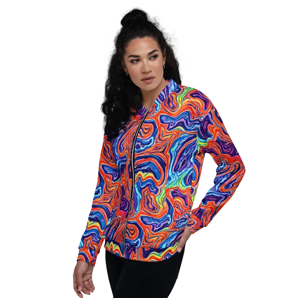 Neon Marbling on Bomber Jacket — Left