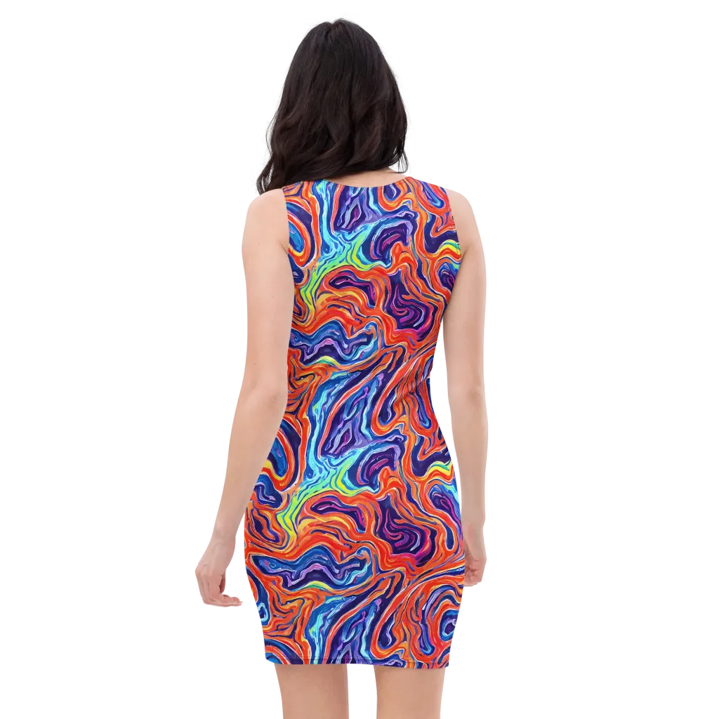 Neon Marbling on Bodycon Dress — Back