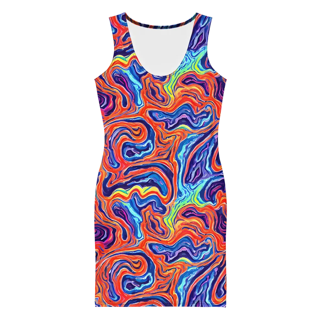 Neon Marbling on Bodycon Dress — Front