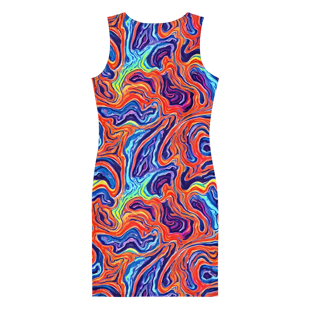 Neon Marbling on Bodycon Dress — Back