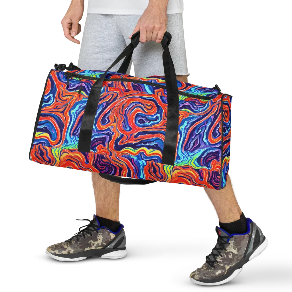Neon Marbling on Duffle Bag — Front