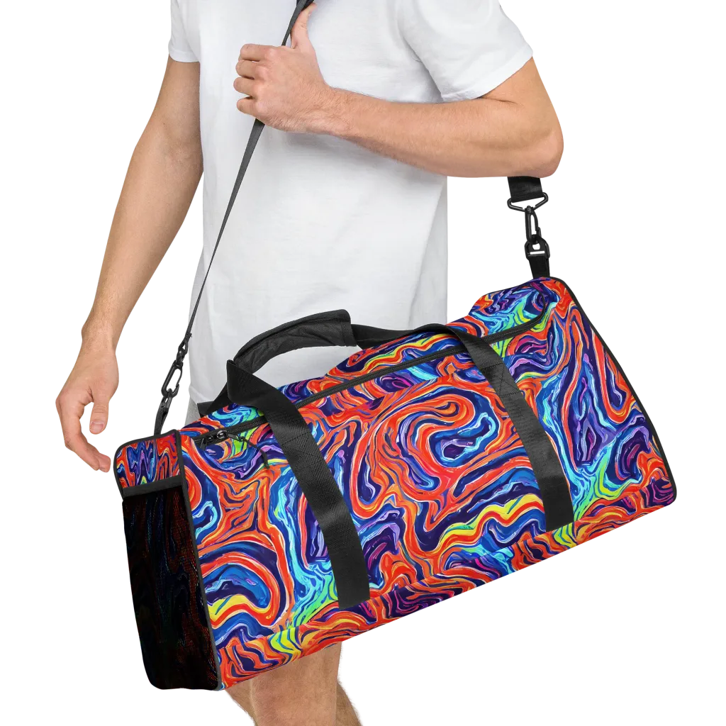 Neon Marbling on Duffle Bag — Right Front