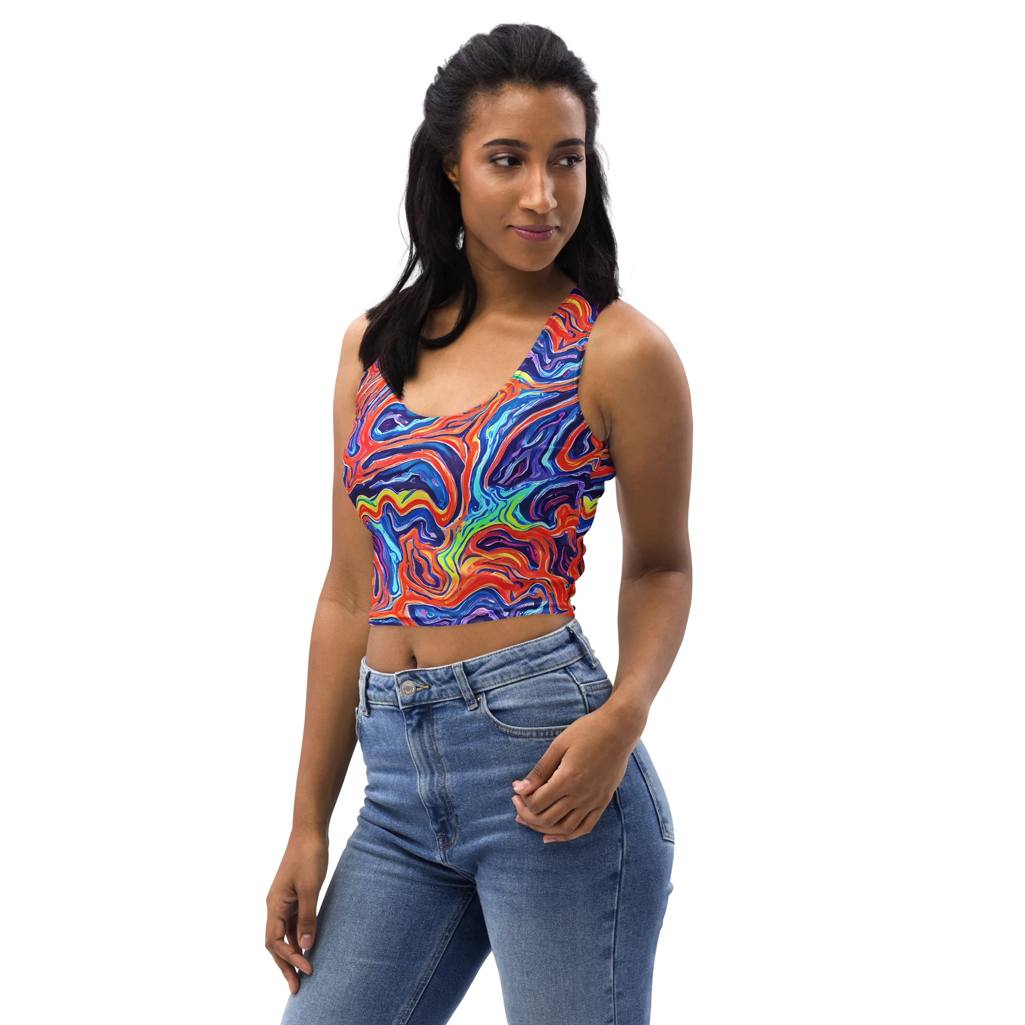 Neon Marbling on Crop Top — Left Front