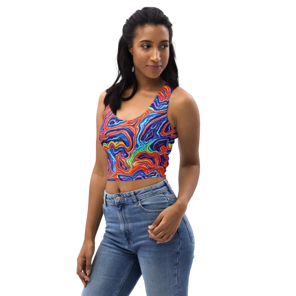 Neon Marbling on Crop Top — Left Front