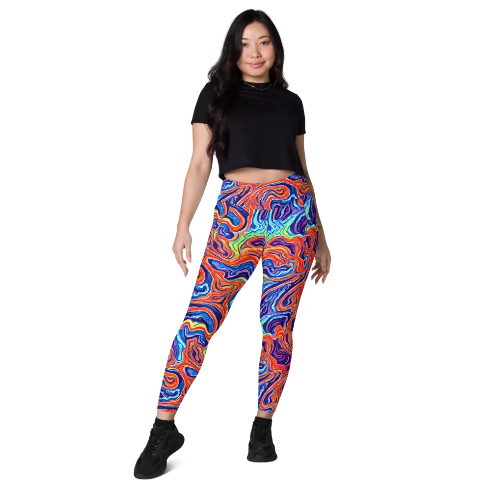 Neon Marbling on Leggings with Pockets — Front