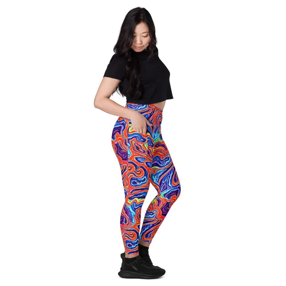 Neon Marbling on Leggings with Pockets — Right