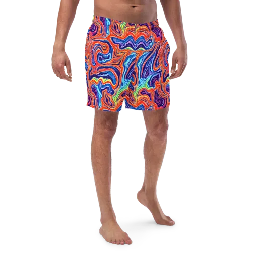 Neon Marbling on a Swim Trunks