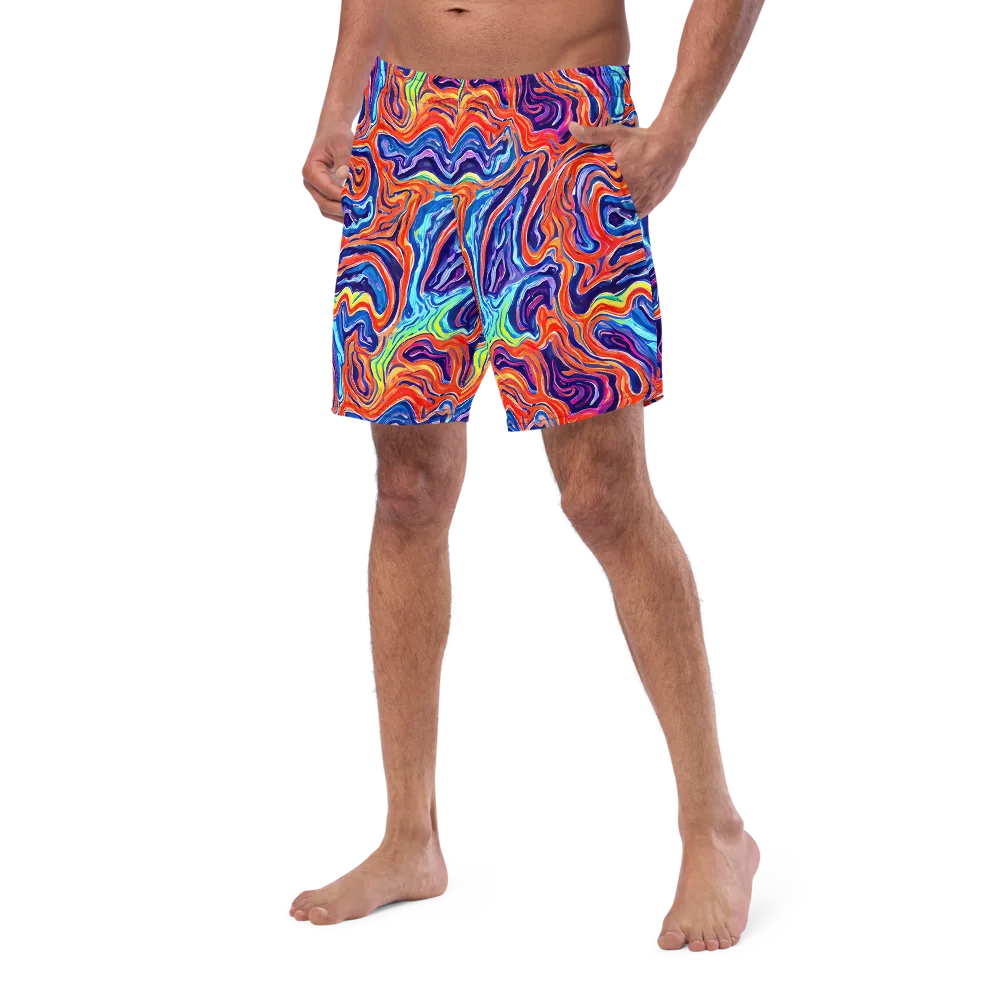 Neon Marbling on Swim Trunks — Left Front