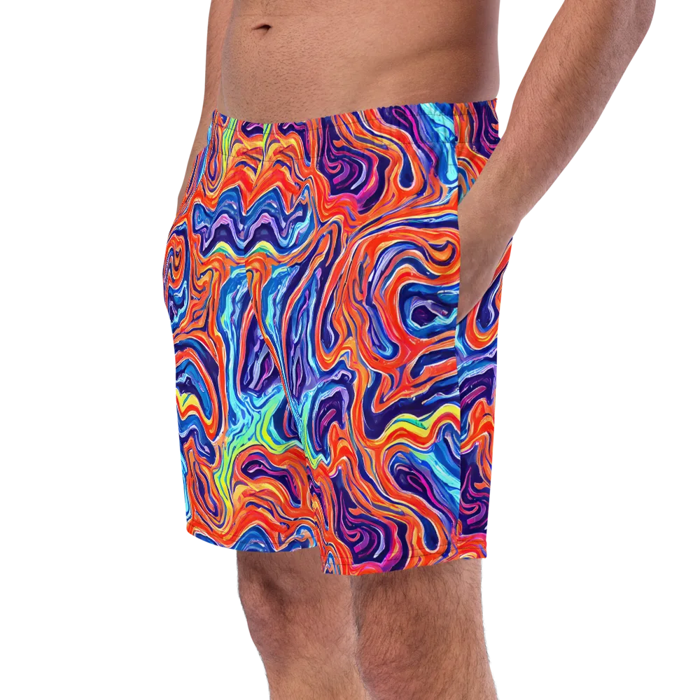 Neon Marbling on Swim Trunks — Left Front