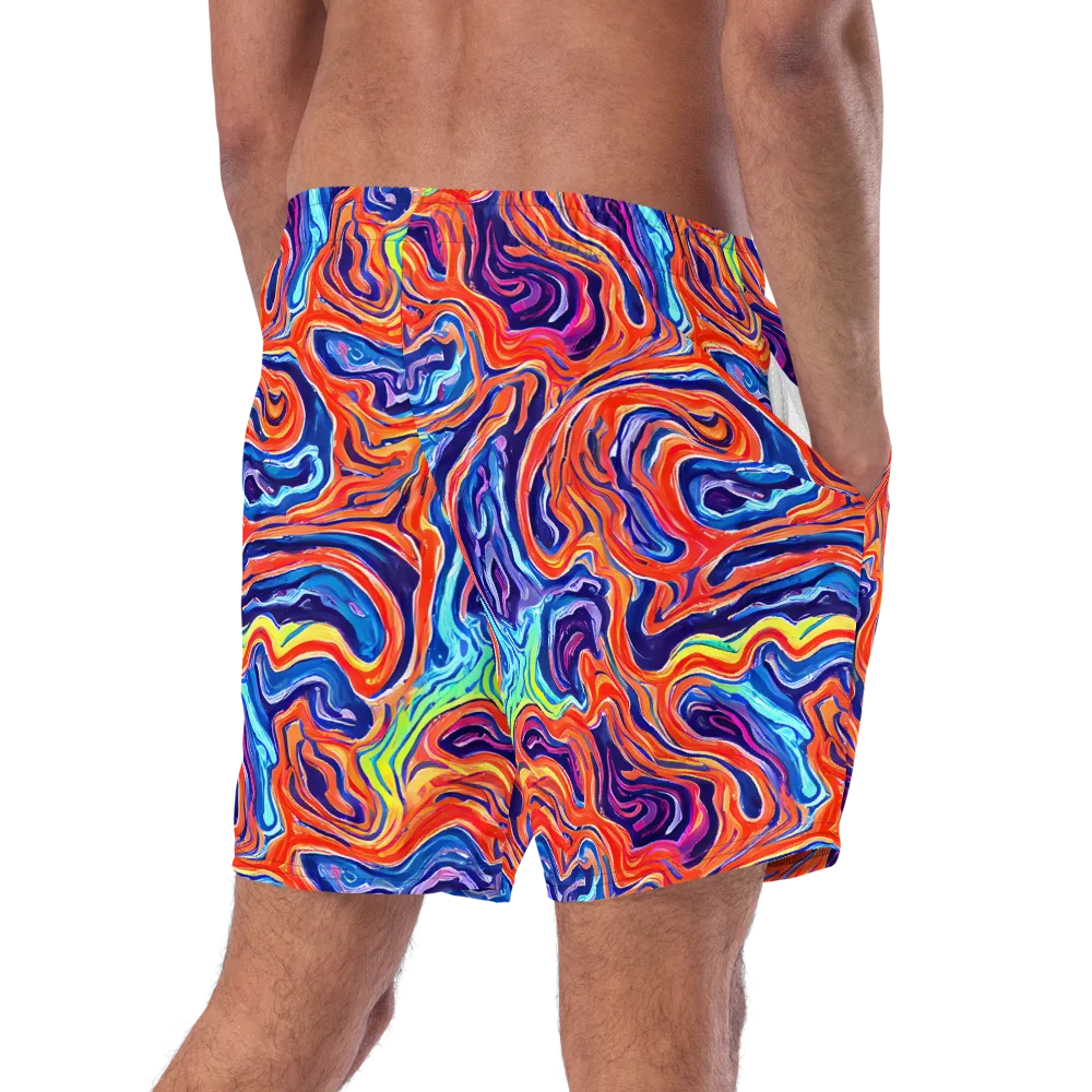 Neon Marbling on Swim Trunks — Right Back