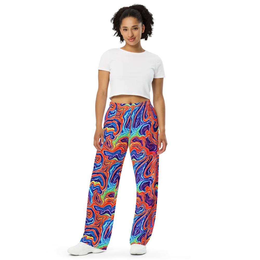 Neon Marbling on Wide-Leg Pants — Front
