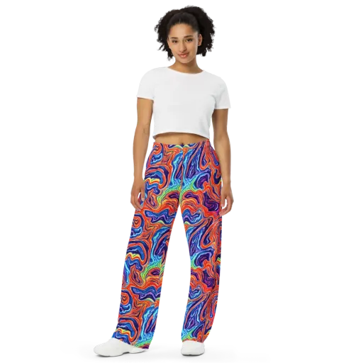 Neon Marbling on a Wide-Leg Pants
