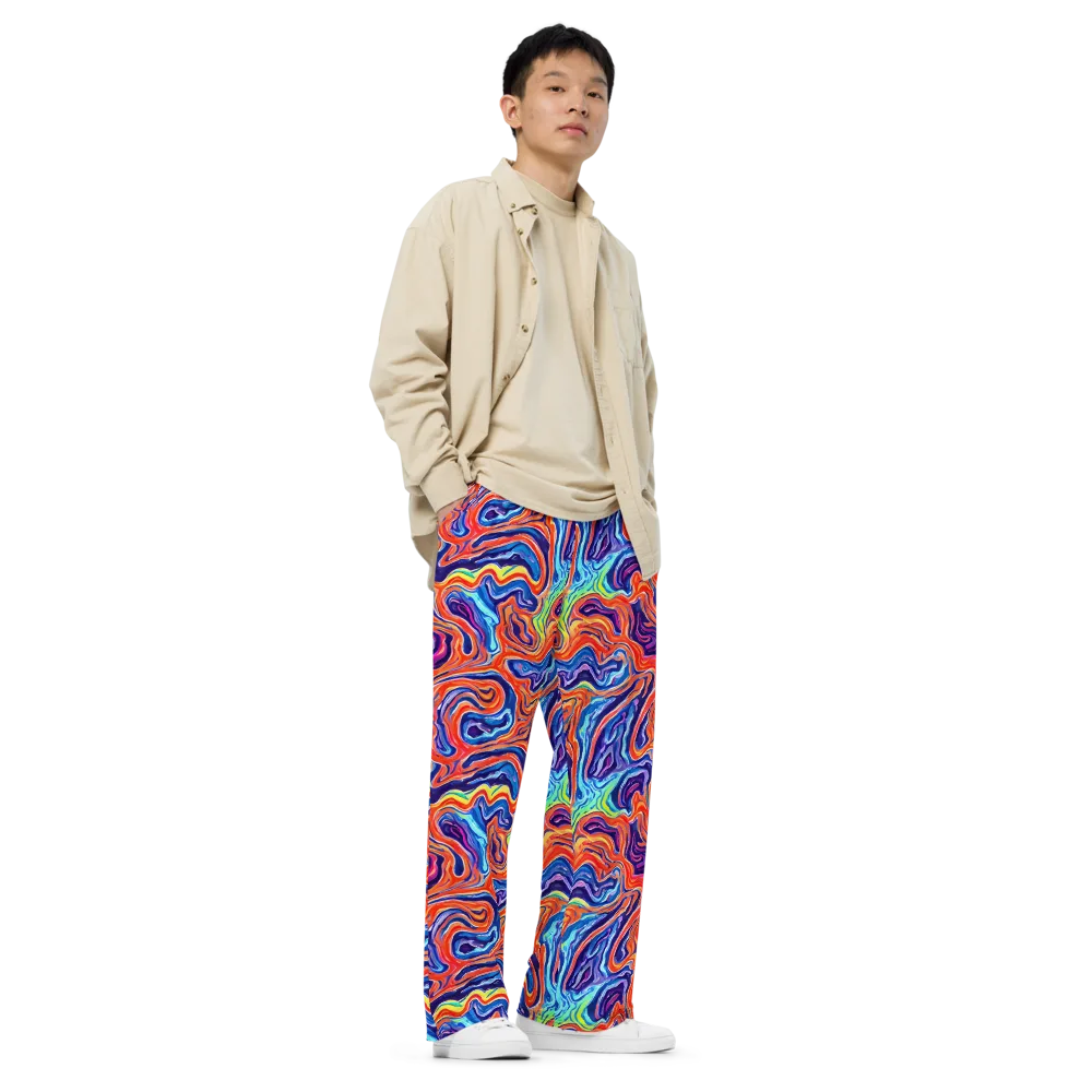 Neon Marbling on Wide-Leg Pants — Right Front