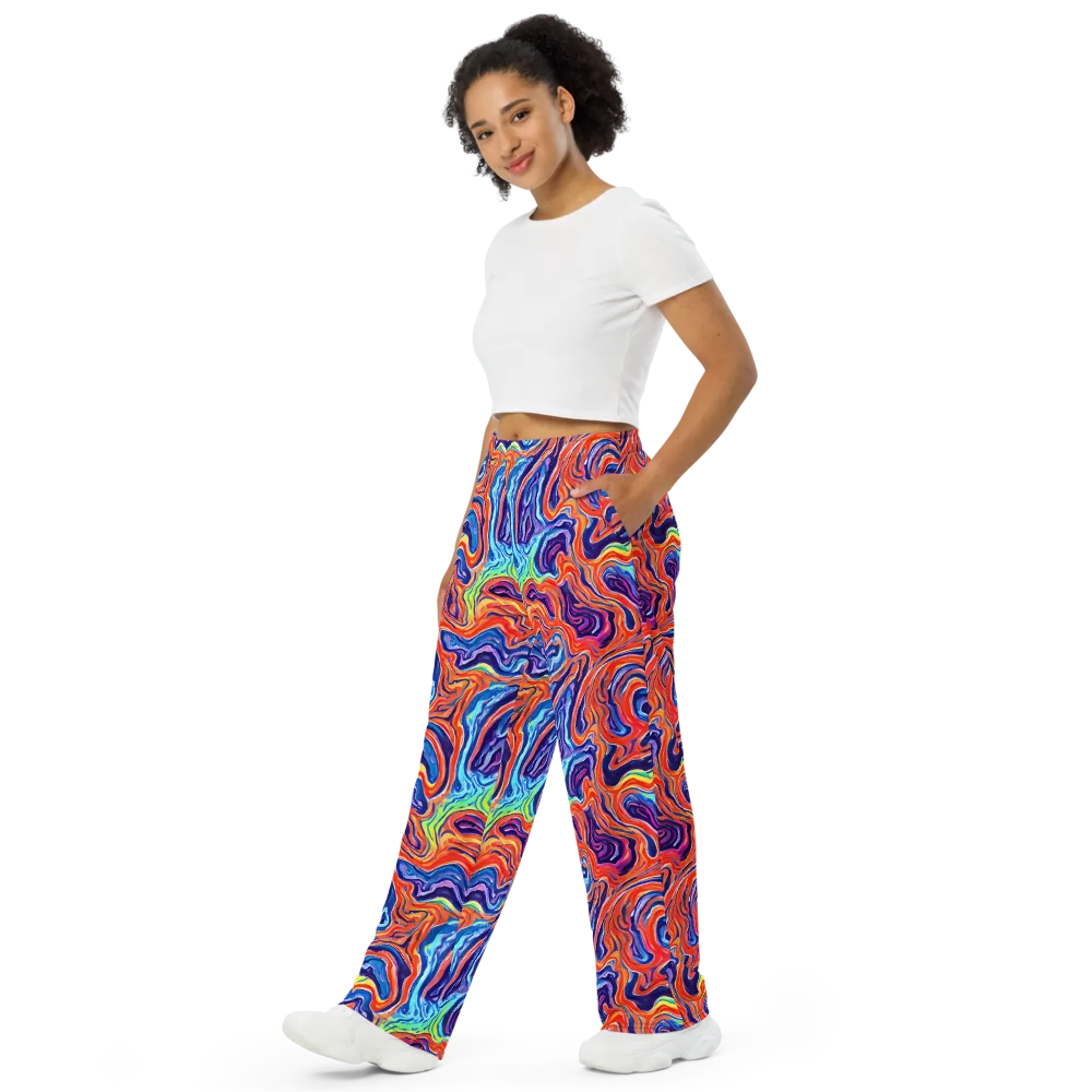 Neon Marbling on Wide-Leg Pants — Left Front