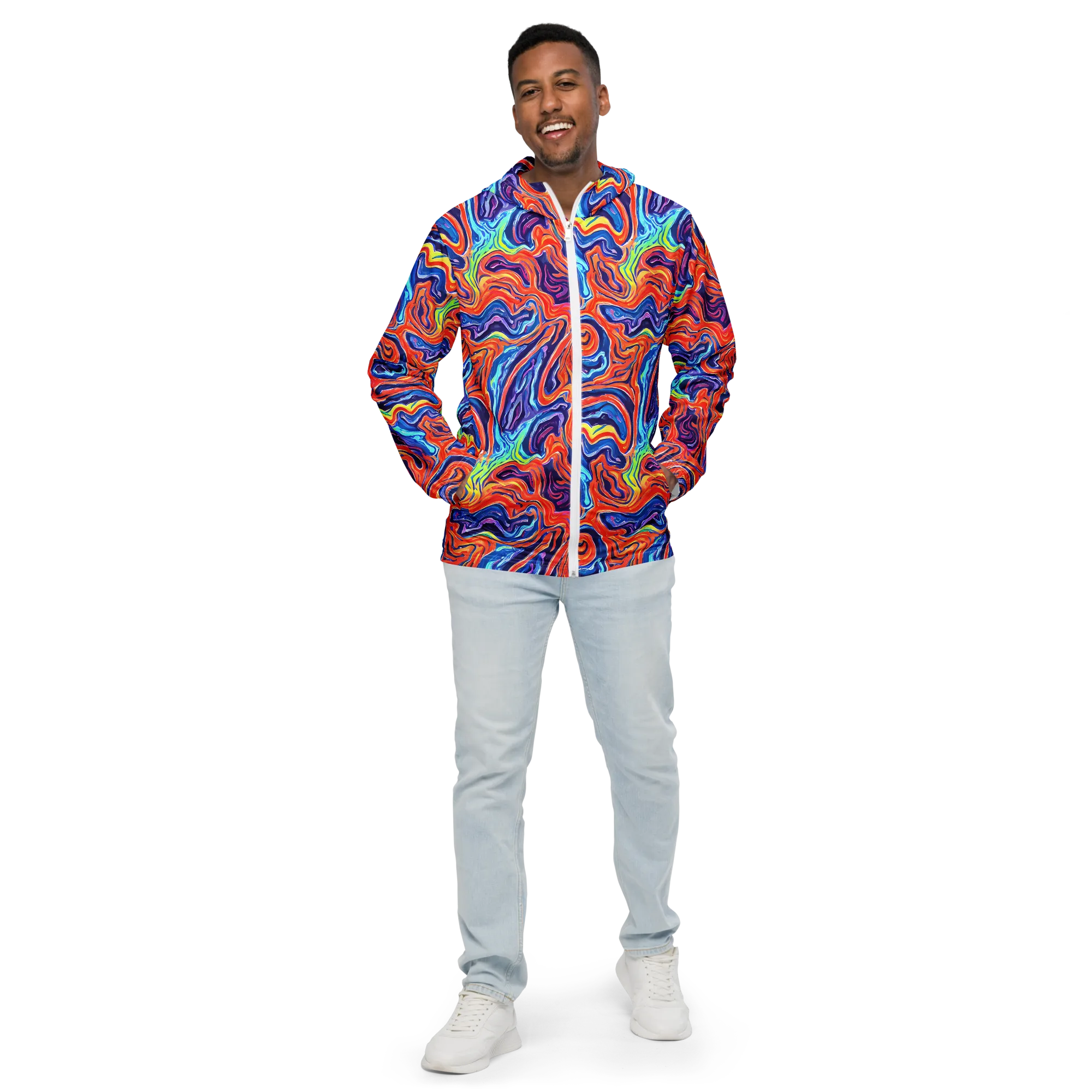 Neon Marbling on Men's Windbreaker — Front